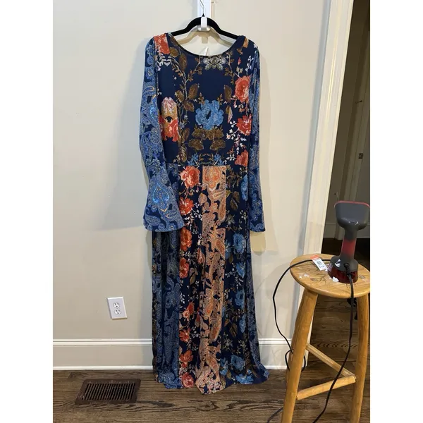 Free People Constance Boho Paisley Jumpsuit Size XL Boho Retro - Image 3