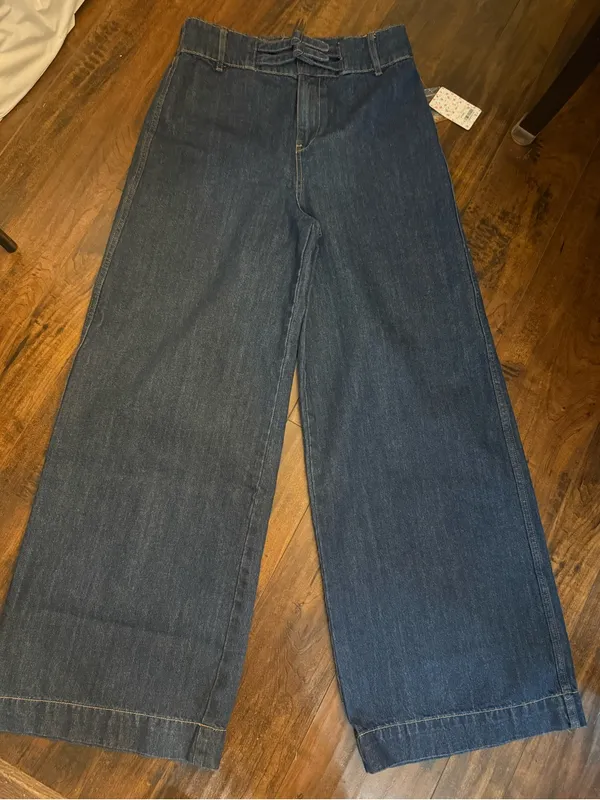 We The Free Free People Big Bell Jeans Indigo Rinse Wash Blue High Waisted Size 31 NWT - Image 4