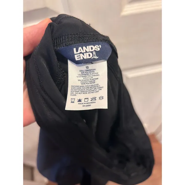 Lands End Womens Black Active Board Shorts Pockets Size 12 Athletic‎ Swim Gym - Image 4