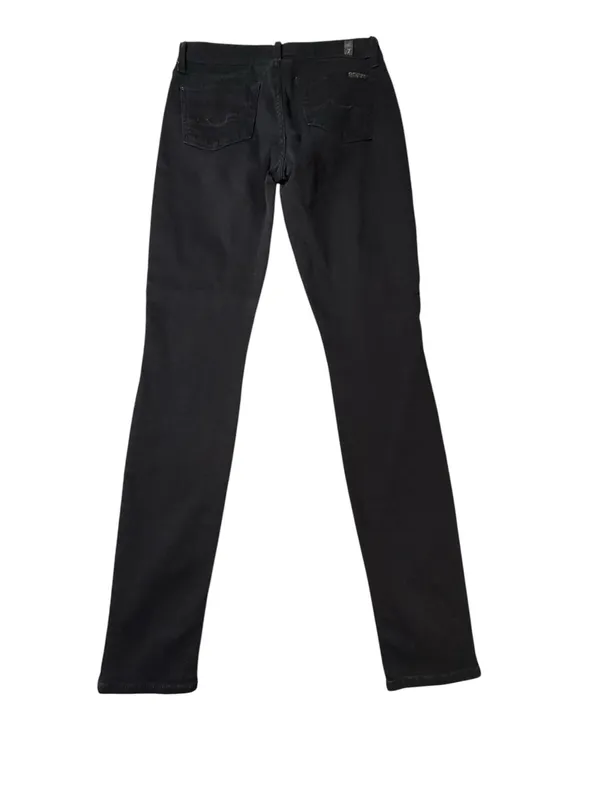 7 For All Mankind Black Skinny Jeans Size 26 Stretch Denim Mid Rise Minimalist - Image 3