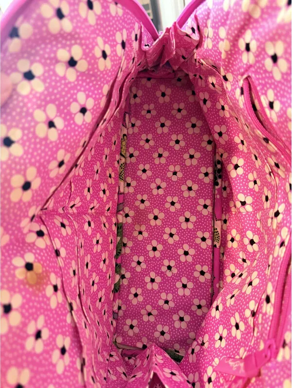 Vera Bradley Womens OS Viva La Vera Pink Green Floral Quilted Frame Satchel Bag - Image 15