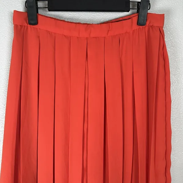 J.‎ Crew Vibrant Orange Wide Pleated Long Midi Skirt Womens Size 6 Summer - Image 2