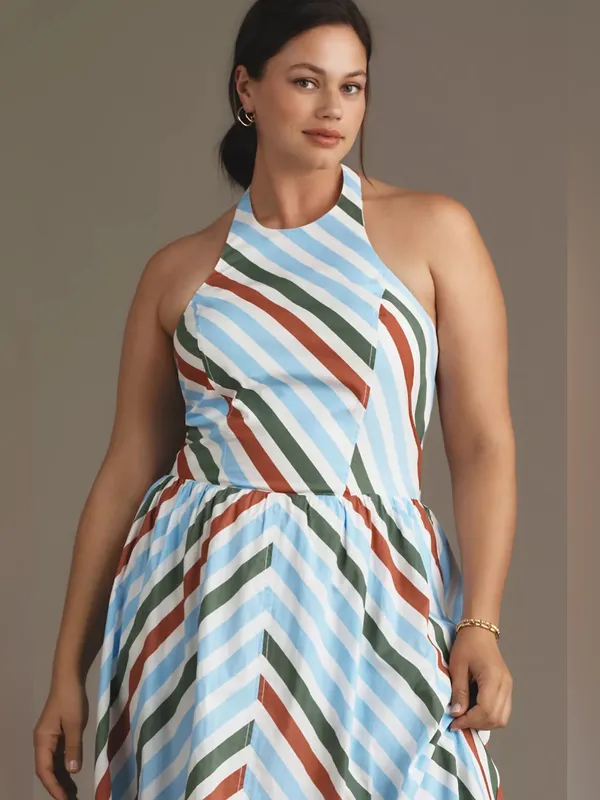 Anthropologie‎ Maeve Halter Striped Midi Sundress Size XL - Image 2
