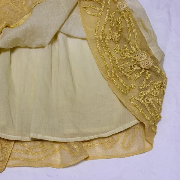 Free People Ombre Embroidered Mini‎ Skirt XS Yellow White Cotton Smocked Waist - Image 13