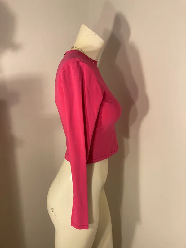 SKIMS NWT Cropped Long Sleeve T-Shirt Top AP-LGS-1370 Raspberry 2X - Image 3