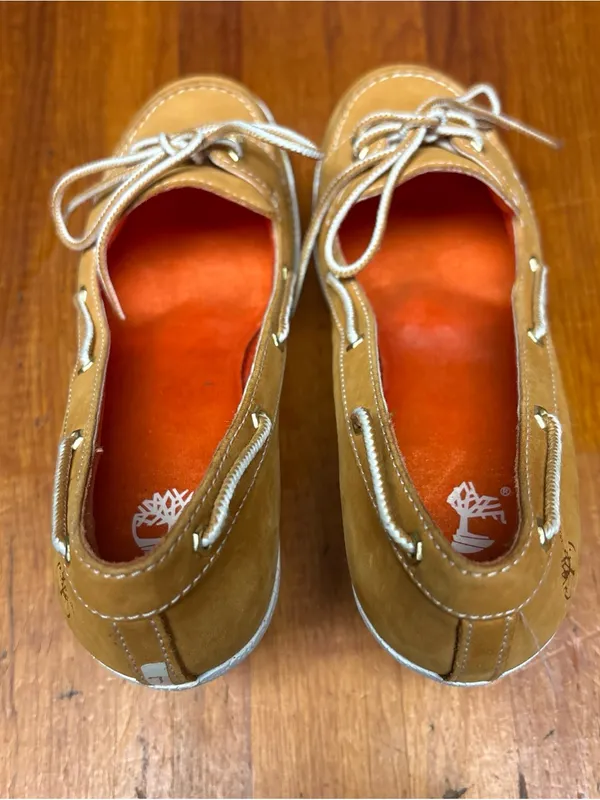 Timberland Skipher Mule Tan Boat Moccasin Wedge Leather size 7 - Image 3