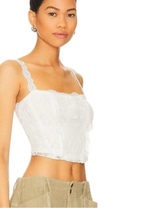 More to Come/Revolve White Lace Crop Tank Top - Women - Image 2