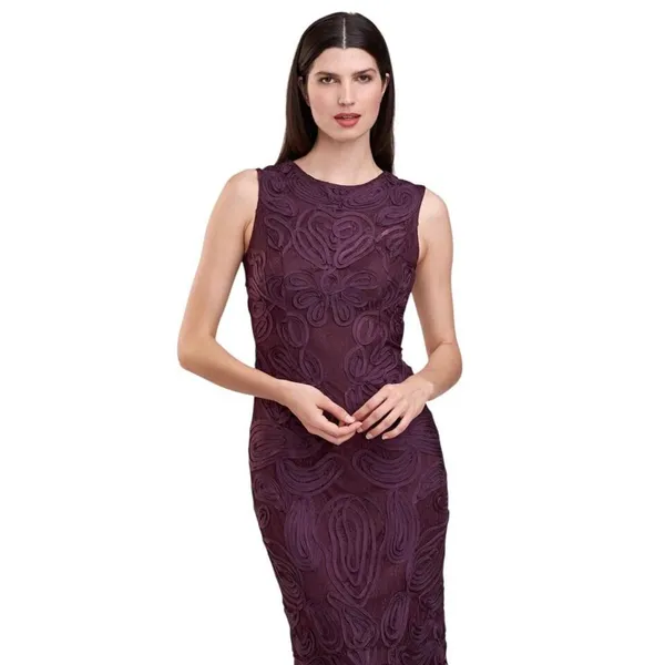 JS Collections Tea Length Fit Flare Sleeveless Bateau Neck Dress Purple 12 - Image 10