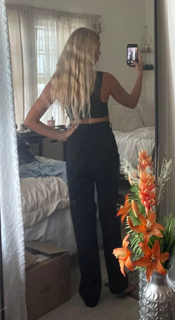 Black Rip Flare Jeans Size 25 - Image 2