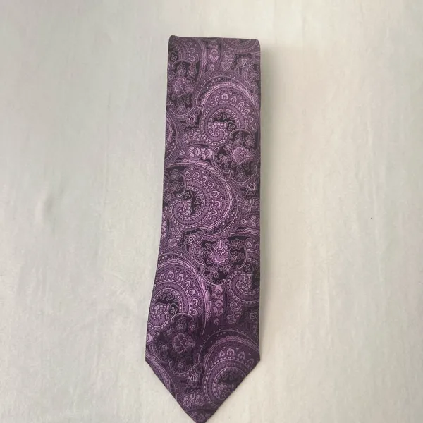 Burma Bibas Silk Mens Tie Purple Paisley Necktie Designer Classic Office - Image 4