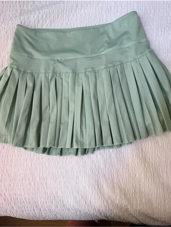 Gold Hinge Pleated Mint Green Women's Skirt - Image 2