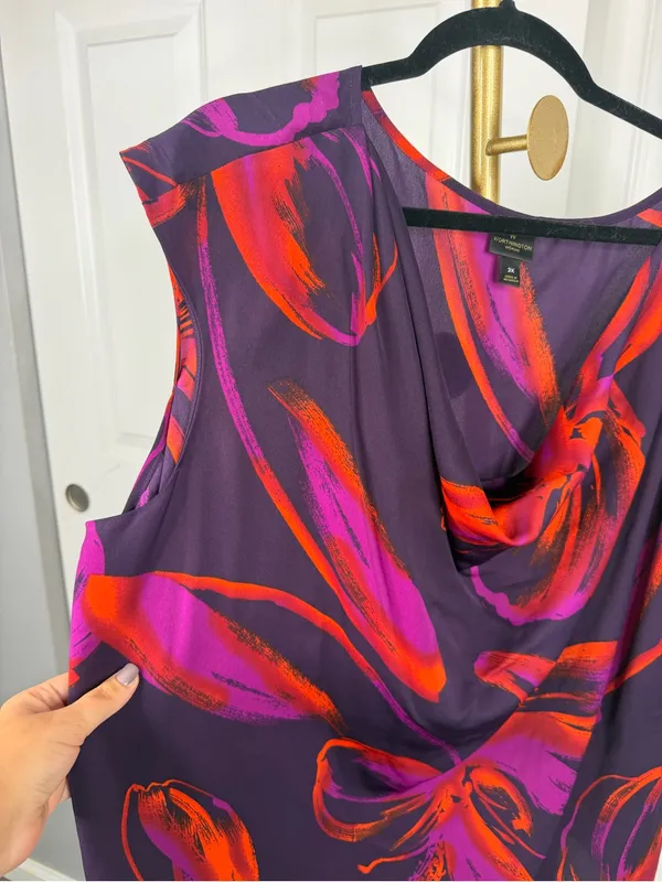 Worthington Woman 3X Purple Floral Cowl Neck Blouse Top NWOT - Image 3