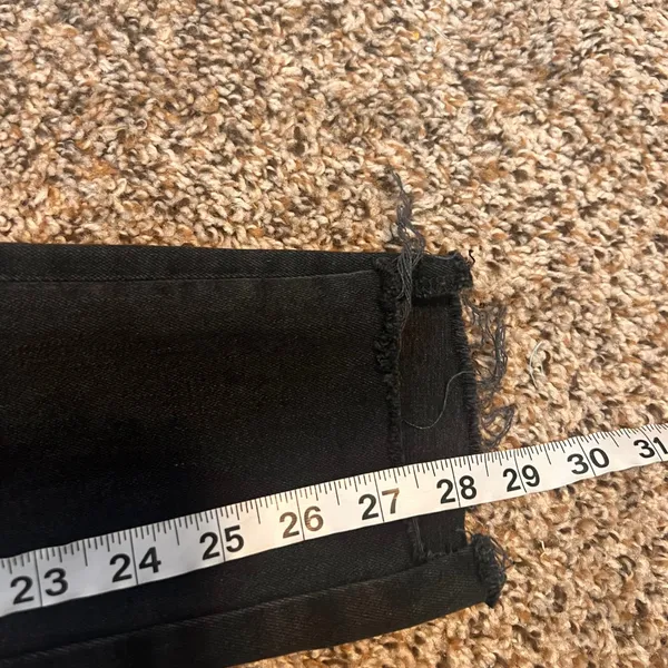 ZARA Black Distressed Raw Hem Straight Leg Jeans Women's Size‎ 4 - Image 5