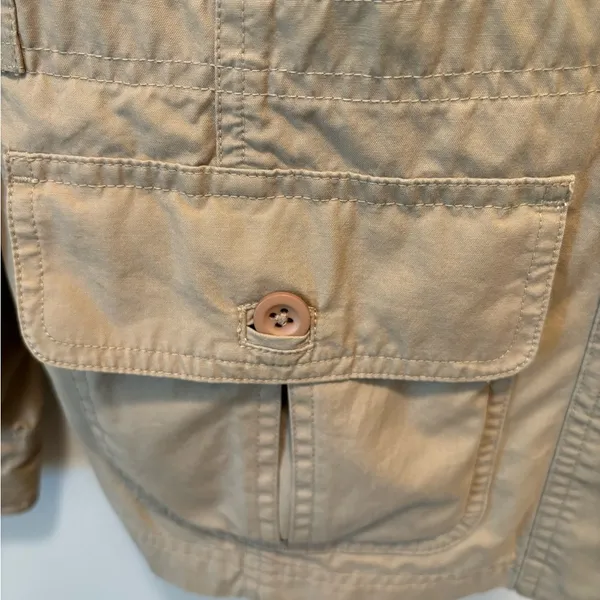 L.L. Bean Women’s Utility Chic Cargo Jacket Sz M-Reg Beige Pockets Military - Image 6