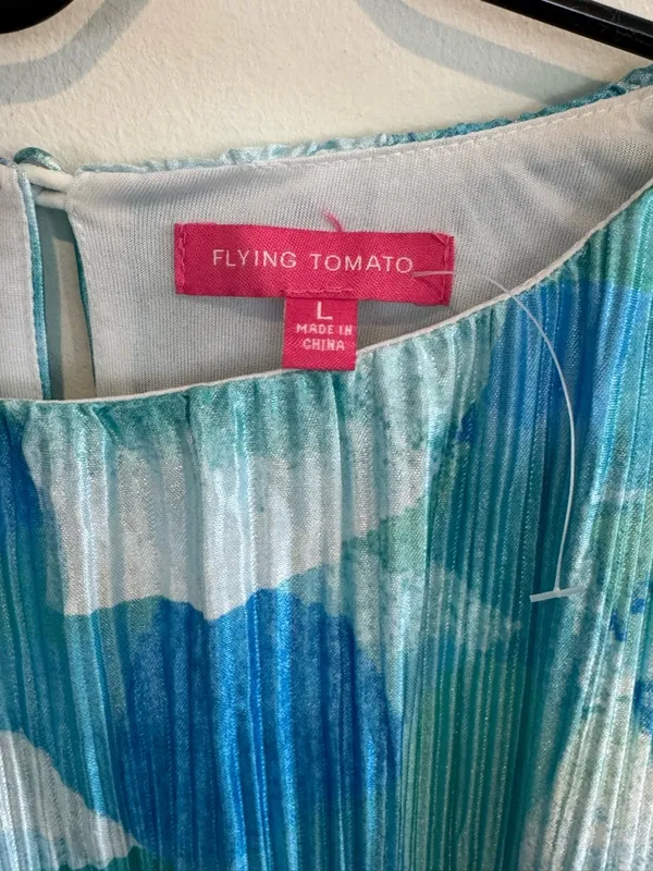 Flying Tomato Blue & Teal Pleated Dress Top - Image 3