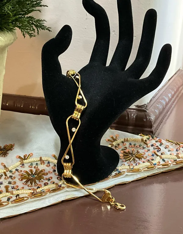 Gold Tone Geometric Bracelet - Image 3