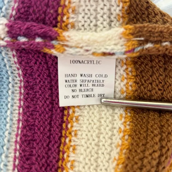 Pinch Multi-Color Striped Sweater Vest Size Medium Boho Retro Knit - Image 6