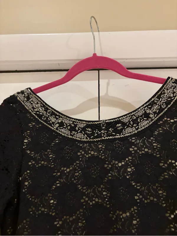 Denim & Supply Ralph Lauren Black Lace Long-Sleeve Mini Dress - Image 2