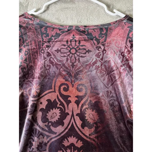 Vintage Sheer Mesh Paisley Bell Sleeve Top Y2K Boho Goth Festival Fairy Grunge M - Image 4