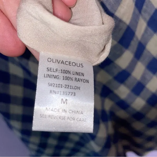 Olivaceous Mini Dress Women Size M Sleeveless Twist Front Cut-Out Gingham Linen - Image 10