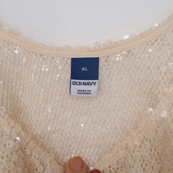 Old Navy Tank Top Womens XL Peach Sequin Mesh Sleeveless NEW - Image 2