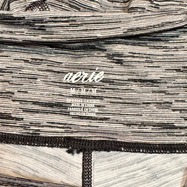 Aerie Athleisure Leggings Womens Medium M Black Grey‎ Marled Cropped Workout - Image 5