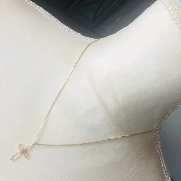Vintage genuine goldstone cross pendant on chain necklace - Image 5