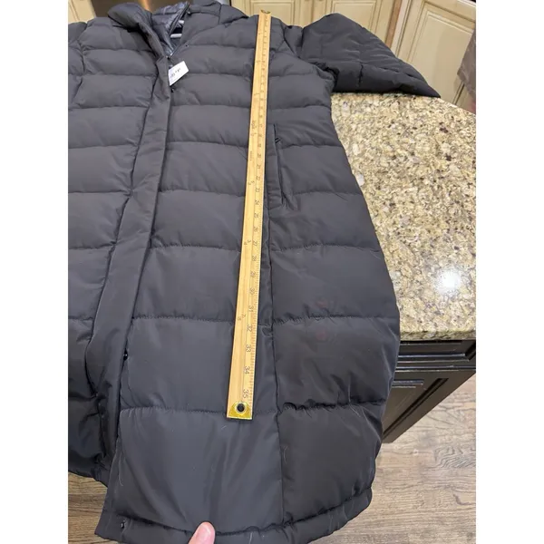 DKNY Women's Bibbed Hooded Puffer Coat Black Size XXL Long - Image 15