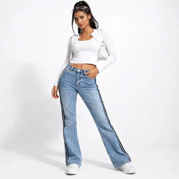 Vintage Y2K Paris Blues Side Stripe Flare Jeans Light Wash Junior’s 7 Women’s 28 - Image 7