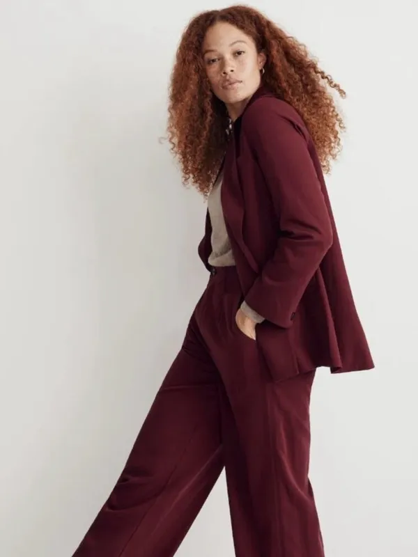 Madewell Caldwell Cabernet Oversized Double Breasted Blazer Size Small - Image 12