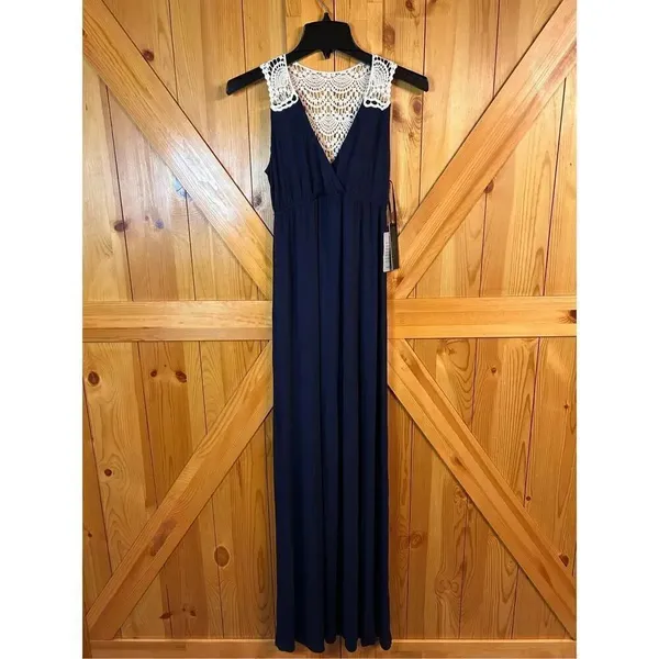 Felicity & Coco Crochet Back Jersey Maxi Dress Size XS nwt (4340) - Image 3