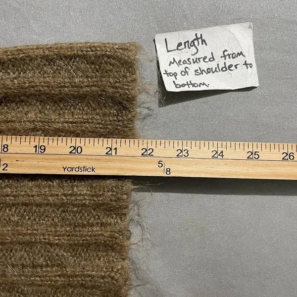 B True Mohair Sweater Size Large Mocha Brown Fuzzy Soft Cropped V-neck Y2K Boho - Image 10