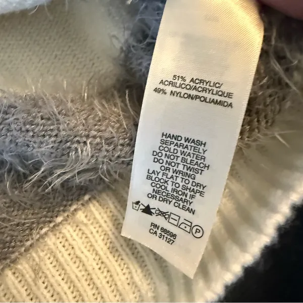 DKNY Gray and Cream Striped Women's Sweater‎ - Image 4