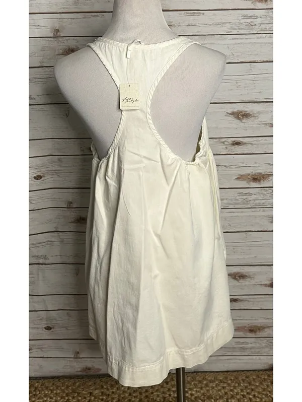 NWT Free People ivory 100% cotton racerback mini babydoll swing dress Med boho - Image 6