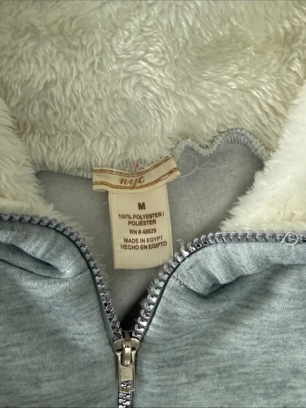 NYC Heather Gray Sherpa-Lined Zip Jacket and Joggers Sz M - Image 2
