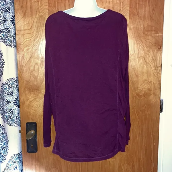 Purple Eddie Bauer Long Sleeve T-Shirt With Embroidered Diamonds Size 1X - Image 5