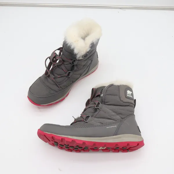 Sorel Whitney Short Lace Grey Pink Waterproof Winter Snow Boots Womens 6.5 - Image 4