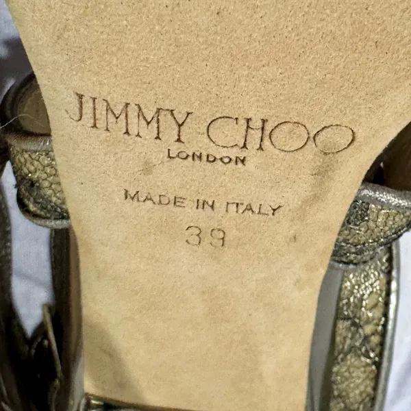 Jimmy Choo Metallic Lace Strappy Stiletto Sandals Heels Size 39 - Image 8