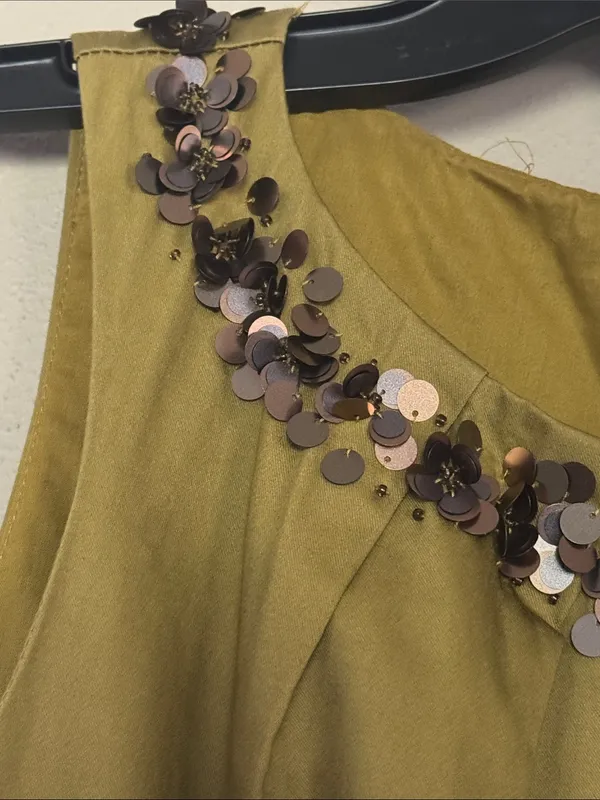 BODEN Embellished Sleeveless Sheath Dress 2P 16” p2p Olive $199 Retail EUC - Image 8