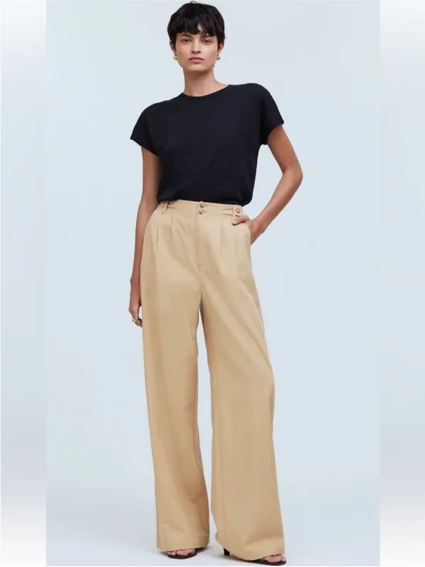Madewell The Harlow Wide-Leg Pants in Tan - Image 2