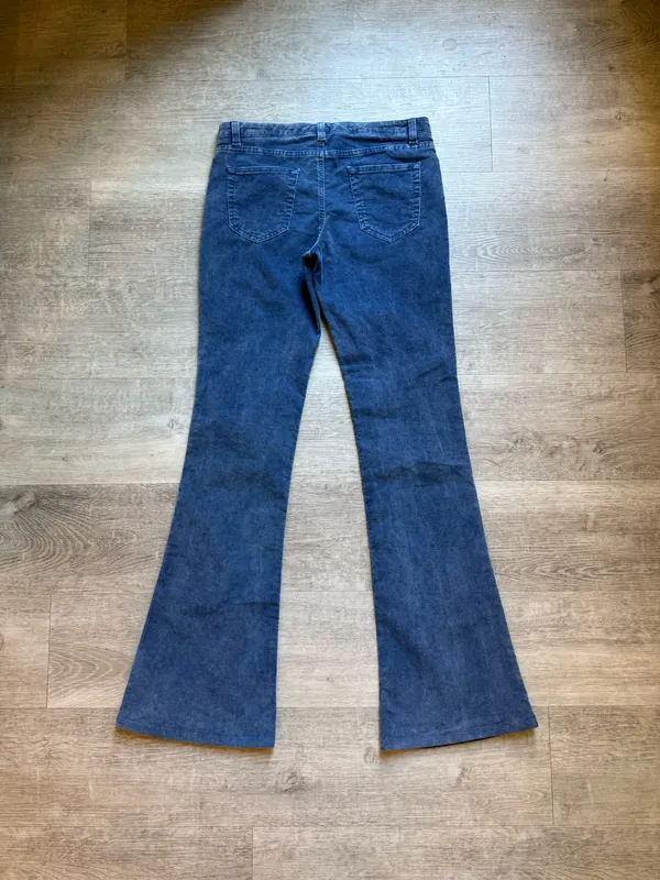 Theory Blue Corduroy Pants Size 2 Low Rise Flare Bootcut Retro Y2K Style - Image 5