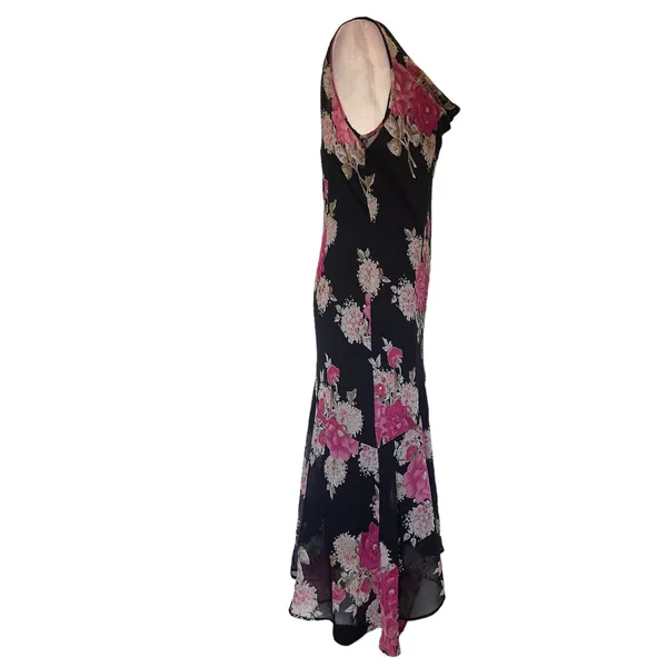 Y2K Studio Connection Slip Floral Dress Sz M Whimsigoth Asymmetrical Hem Bead - Image 4