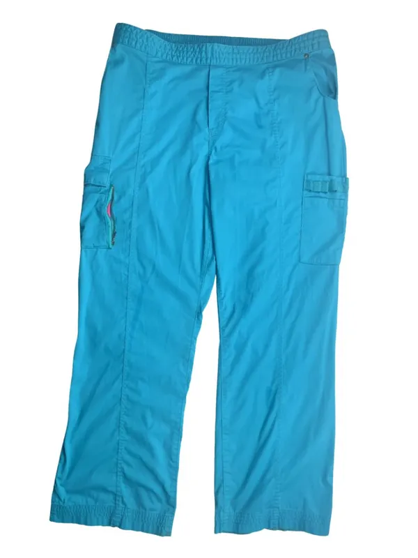 Beyond Scrubs XLG Teal Blue Cargo Scrub Pants Stretch Medical Uniform - Image 2