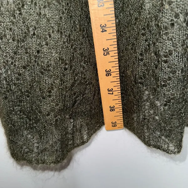 Eileen Fisher Mohair Blend Pointelle Lace Duster Cardigan Women M Brown - Image 4