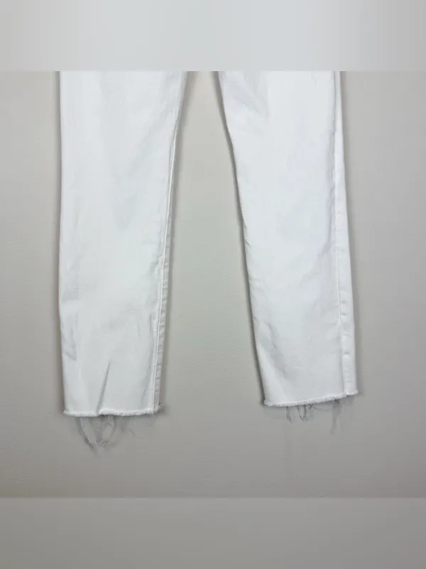 Good American Good Straight High Rise Raw Hem White Jeans Size 4/27‎ - Image 15