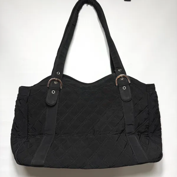 Vera‎ Bradley Black Quilted Microfiber Tote Bag Large Shoulder Purse Buckle - Image 2