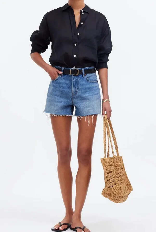 Relaxed Denim Shorts in Kelton Wash: Raw-Hem Edition - Image 2