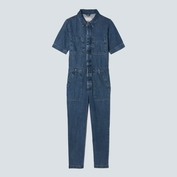 Everlane The Supersoft Jean Coveralls Size‎ 2 Denim Short Sleeve Jumpsuit - Image 2