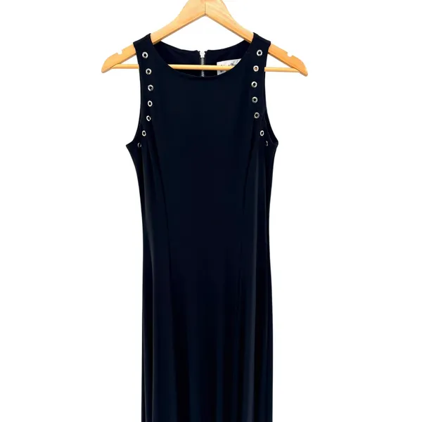 Joseph Ribkoff Black Sleeveless Grommet Maxi Dress Side Slit Size 4 US 6 UK‎ - Image 2