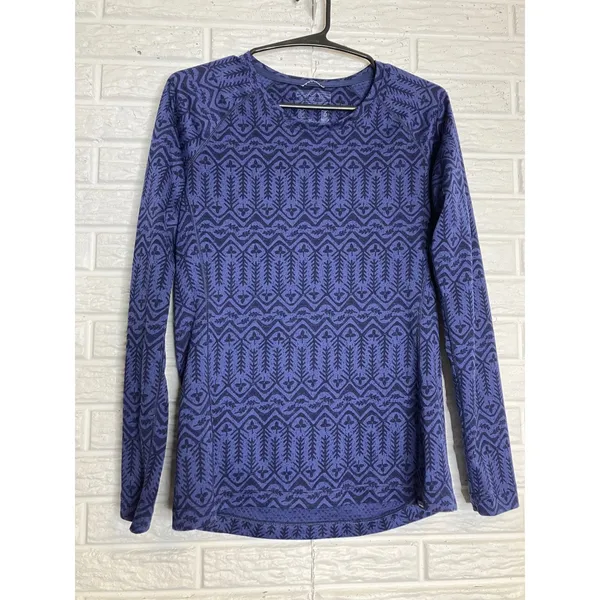 Patagonia‎ Capilene Midweight Top Womens M Blue Excellent Fair Isle Baselayer - Image 2
